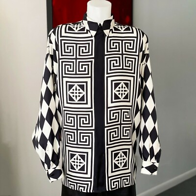 GIANNI VERSACE silk shirt black & white print size IT 50 from S/S