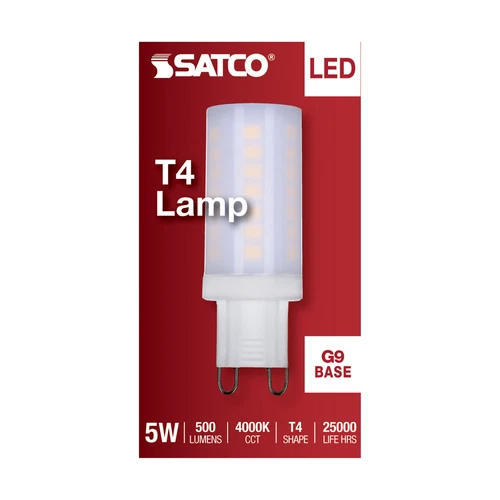 Satco S11237 JCD LED Bulb 120V 5W =40W Double Loop G9 T4 Frost 4000K Cool White - Picture 4 of 7