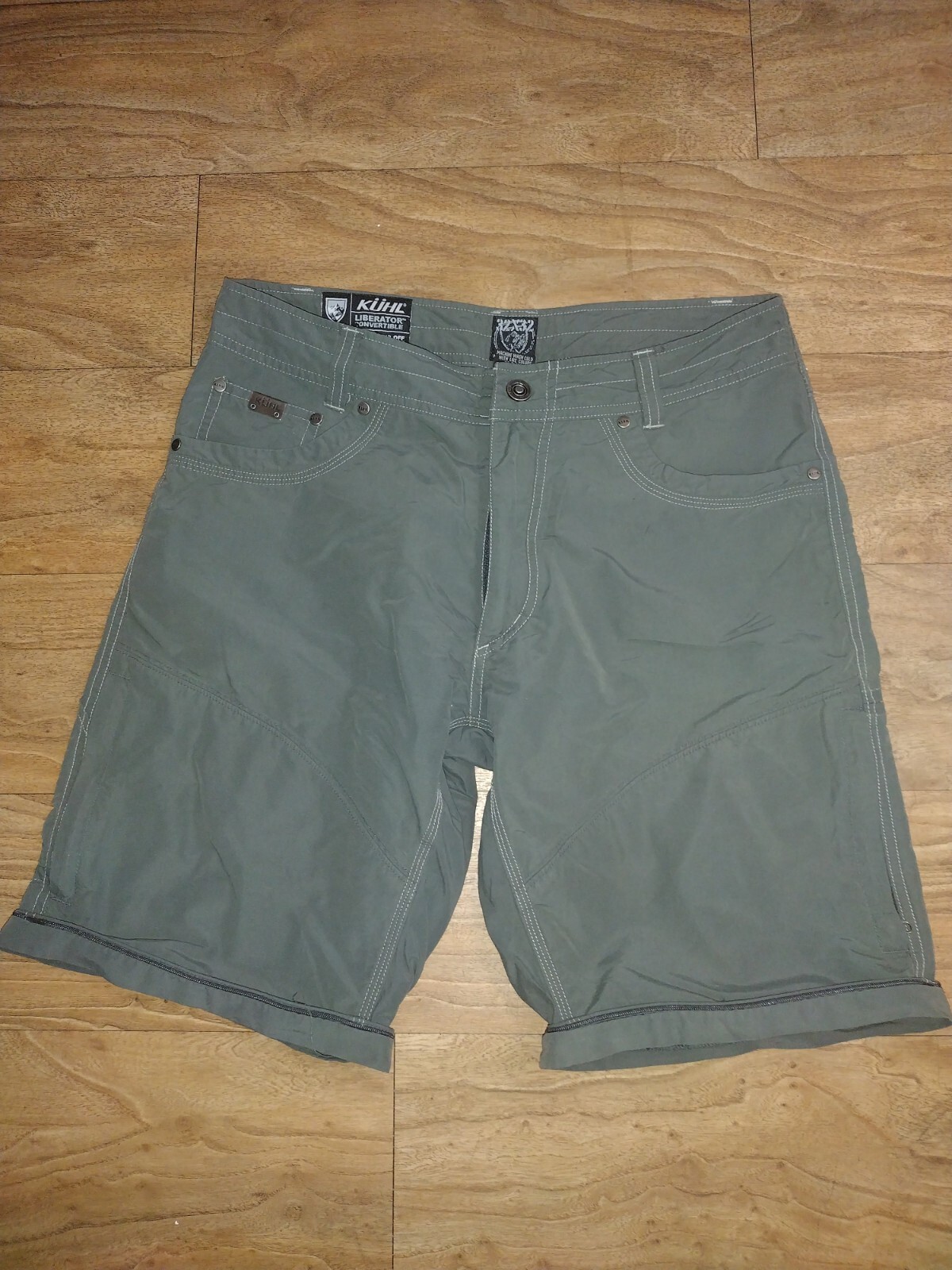 Kuhl Mens 32 Olive Liberator Convertible Stealth Hiking SHORTS Check Pics