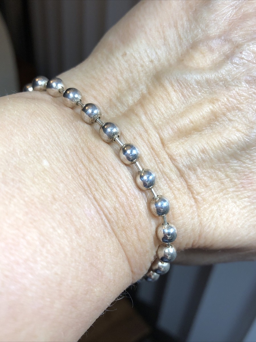 5. Vintage GUCCI 925 Sterling Ball Chain Toggle Clasp Bracelet 6 1