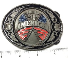  Vintage 'Proud To Be An American' Belt Buckle -1991- Made in USA by Siskiyou