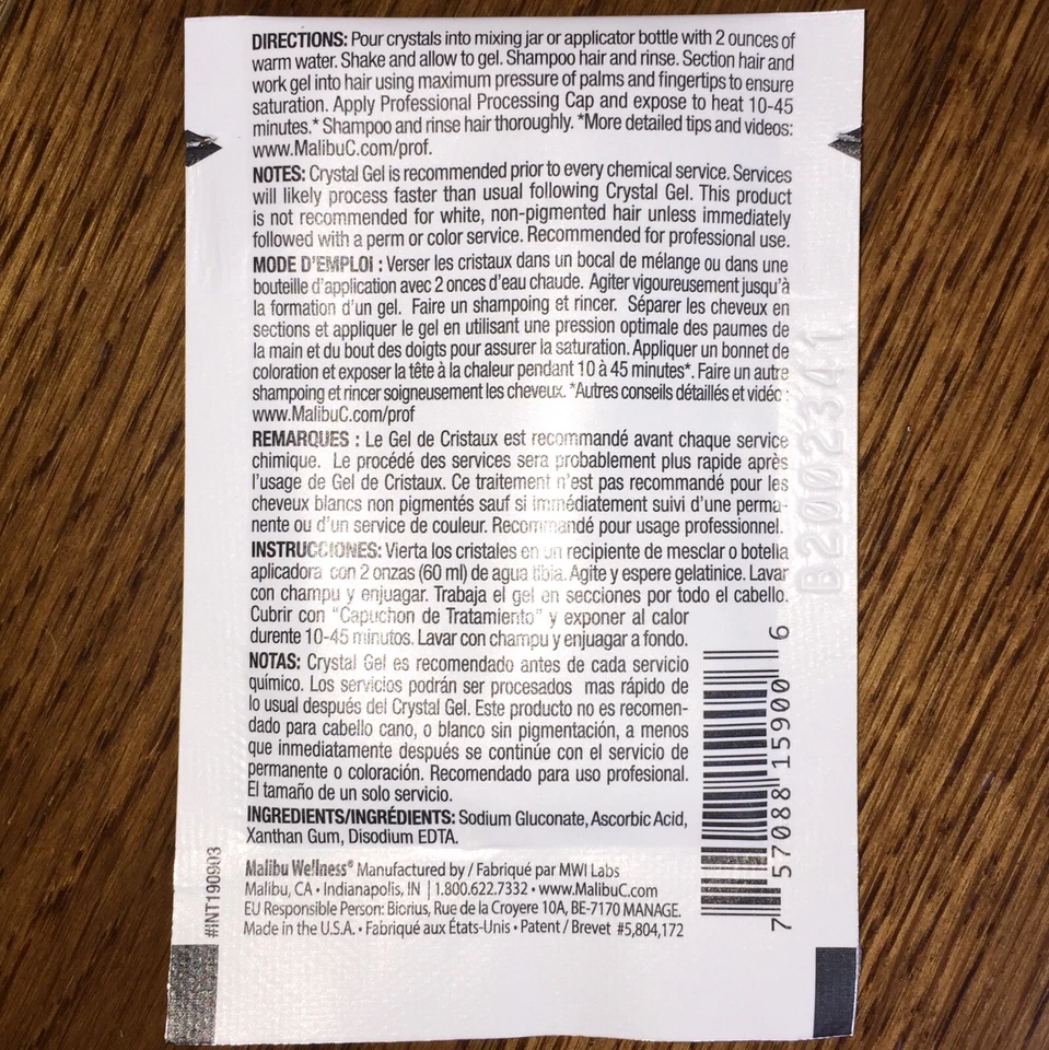 Pacote e tampa de gel cristal Malibu remover manchas descoloração preparação de cor de cabelo antigo - Imagem 4 de 4