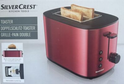 SilverCrest Doppelschlitz Toaster 980 W Brötchenaufsatz Auftau-Funktion