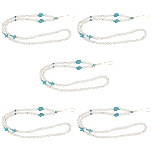 Set of 5 Turquoise Mobile Phone Chain Beaded Badge Lanyard Fashion