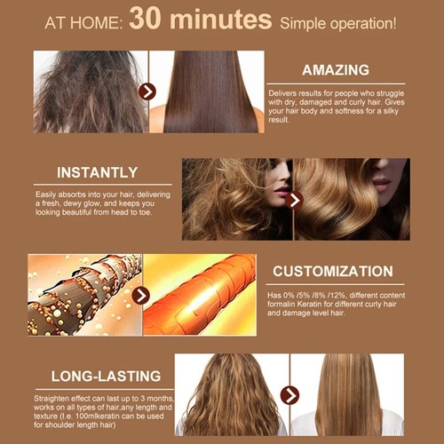 Free Formaldehyde Brazilian Keratin Dry Frizzy Damaged Hair Care Straightening - Imagen 15 de 17