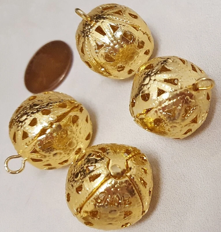 6 FILIGRANAS DE LATÓN CHAPADO EN ORO VINTAGE 19mm. COLGANTE CUENTAS ENCANTO REDONDO N404 Foto 2 de 2