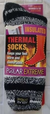 Women's Polar Extreme Thermal Socks Insulated Size 5-10 Black White Striped Bran