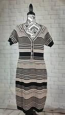 Nine West women's sz L stretch knit stripe print short sleeve sweater dress bb15