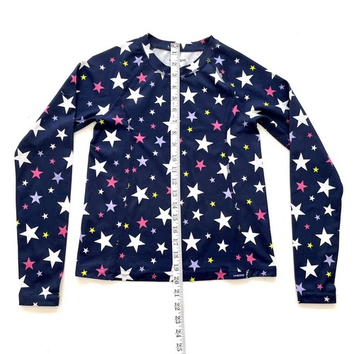Camisa Atlética Lands’ End Niñas’ Mediana 10-12 Capa Base Azul Marino Estrellas Manga Larga - Imagen 6 de 12