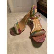 Girls Nova Kids, 11, NWT, rainbow hue faux crystal, dress sandal w/ Lucite heel.