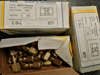 10 Stück Parker G06LMS Gerade Verschraubung Messing EO 6L MS59 Art.Nr. 279101