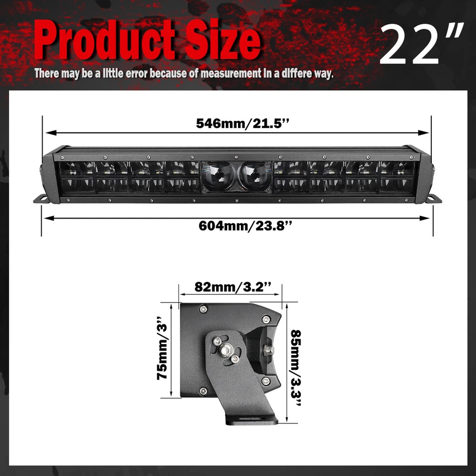 Комбинированный лазерный прожектор 22 дюйма со светодиодными прожекторами для внедорожников грузовиков 4x4 внедорожников квадроциклов 20 дюймов - Изображение 2 из 4