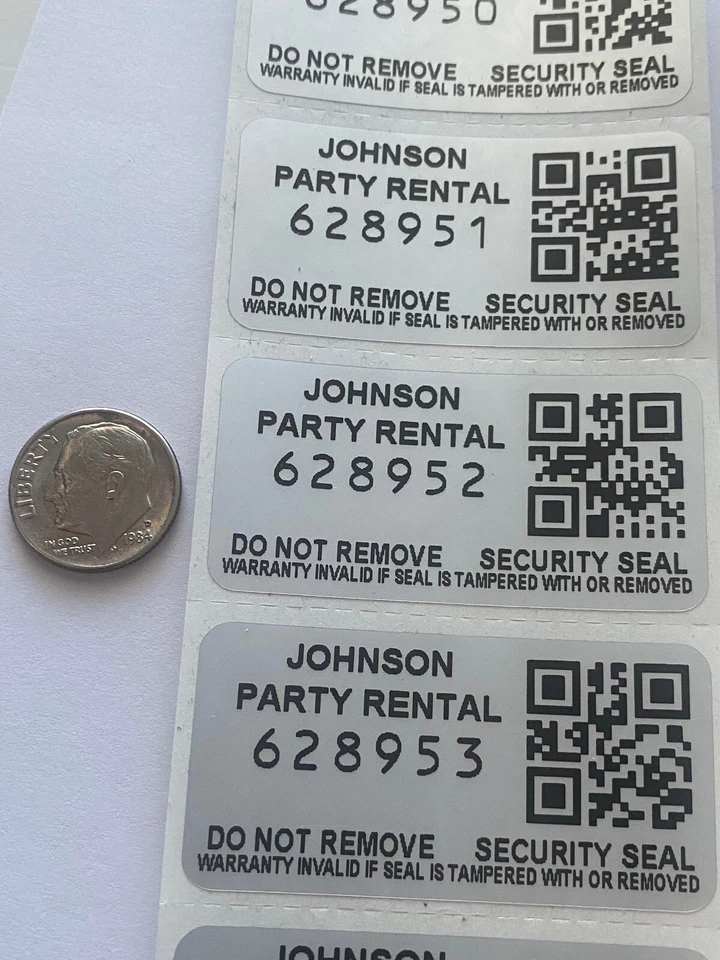 500 CUSTOM PRINTED 2 INCH QR CODE SERIAL NUMBER SECURITY VOID LABELS - Image 4 of 4