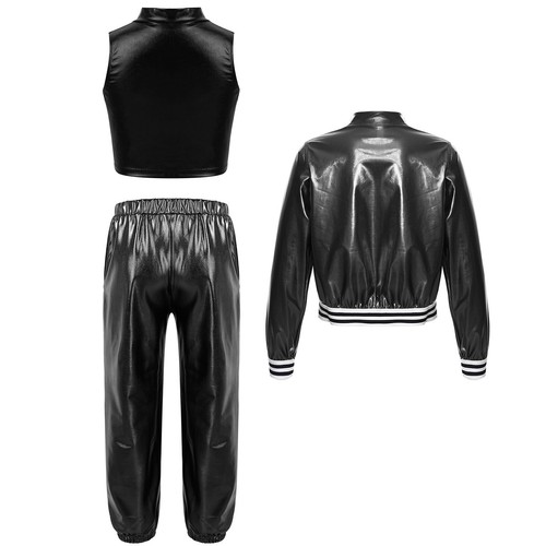 Kids Girls Jacket Vest With Pants Fitness Tracksuit Active Dance Outfit Zipper - Picture 5 of 51