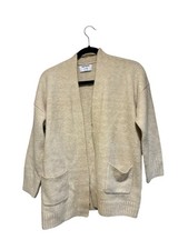 Old Navy Women  s Beige Open Front Cardigan Sweater Pockets Casual Layering