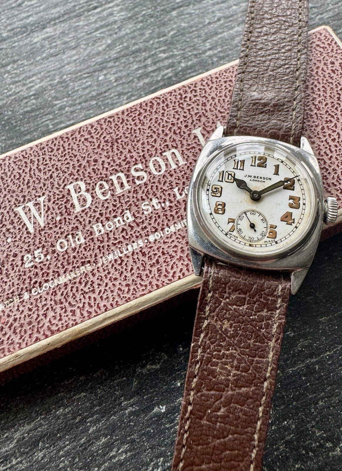 VINTAGE J. W. BENSON MEN WRISTWATCH SWISS MADE CIRCA:1920-40’s image 5