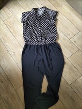 Taifun Jumpsuit Overall Marine Oberteil gemustert