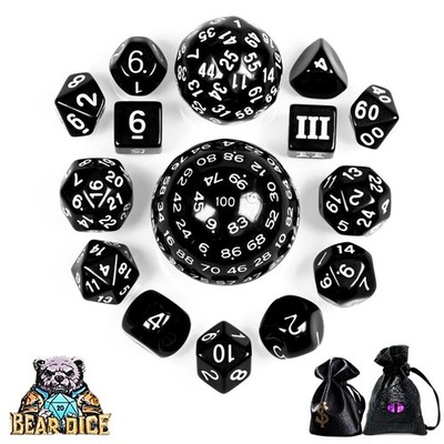DND Würfelset 15-Teilig W4-W100 Rollenspiel Würfel Polyedrisch DSA RPG 12 Farben