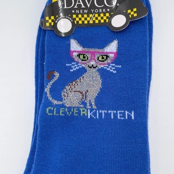 NUEVO Davco New York Inteligente Gatito Novedad Crew Calcetines Para Mujer Talla 9-11 Gatito Gato Foto 4 de 4