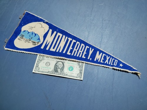 Vintage MONTERREY MEXICO Souvenir Pennant 6" x 18" - Picture 10 of 16