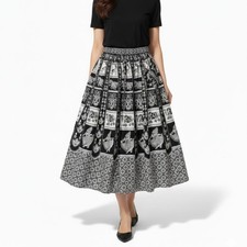 Nepalese-Inspired Elephant & Mandala Print Maxi Skirt – Boho Chic
