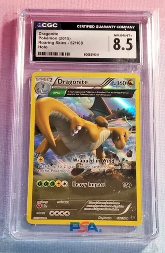 2015 Pokemon Dragonite 52/108 Roaring Skies Holo Rare CGC 8.5