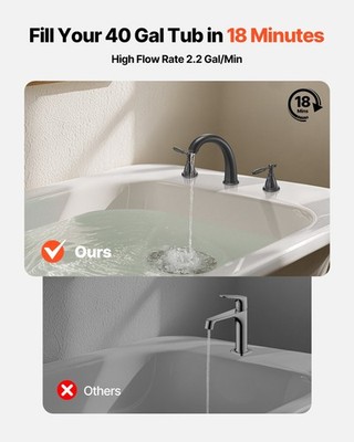 HOT/ Roman Tub Faucet,3 Hole Waterfall Bathtub Faucet,Gooseneck Bath Tubs Fauce
