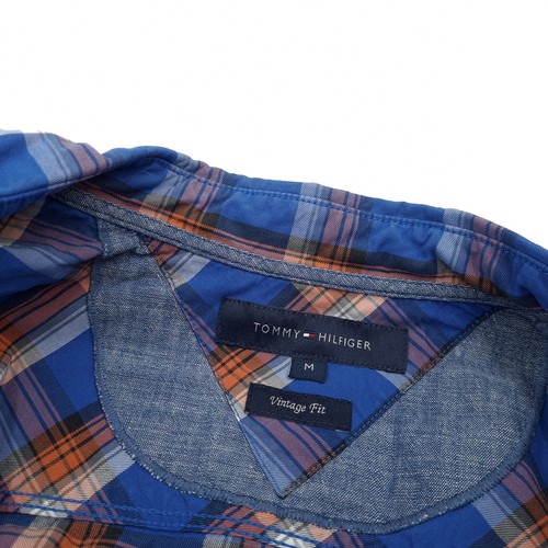 Tommy Hilfiger Hombre Camisa Vintage Azul Para Cuadros Franela Algodón Ej9 TALLA - Imagen 4 de 7