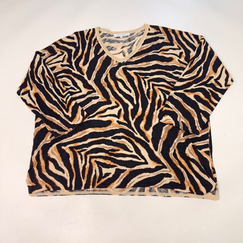 Jersey para mujer GERARD DAREL Paris estampado de tigre algodón lino talla 4 grande 16-18 - Imagen 1 de 8