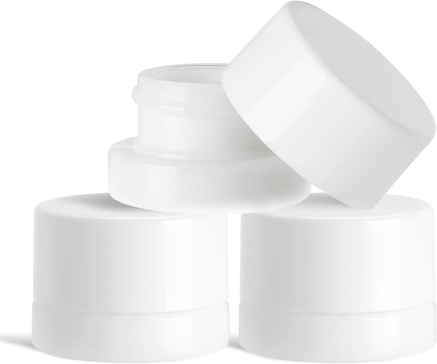 (200 Pack) 5ml Thick White Glass Jars with Lid