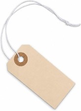 Manila Tags with Elastic Loop - 2 3/4' x 1 3/8', Box of 100 Paper Tags with R...