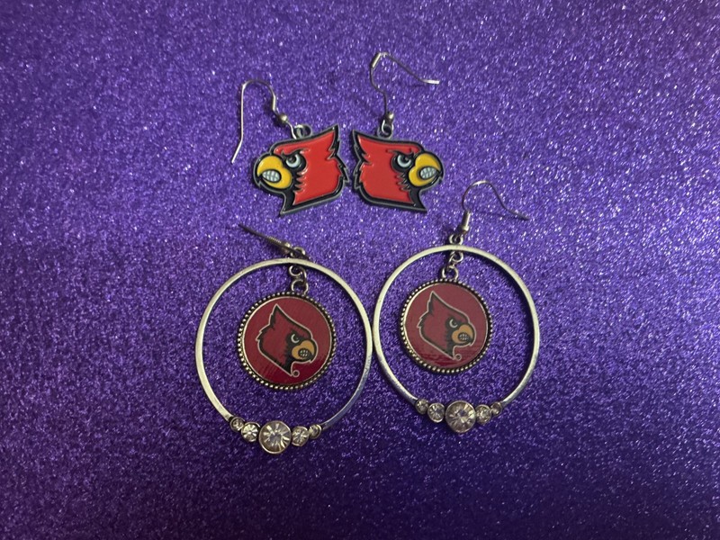 Louisville Cardinals Dangler Earrings 2 sets Pre owned