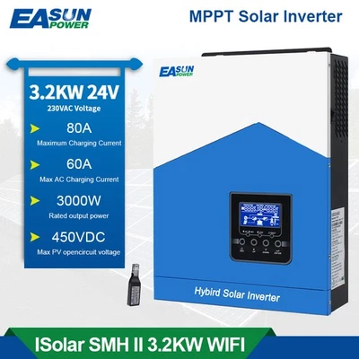 EASUNPOWER Easun 3200W Solar Wechselrichter Hybrid Off Grid Inverter 24V MPPT 80A WIFI BMS