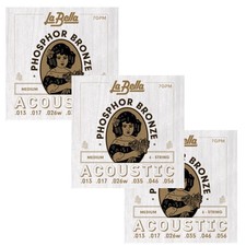 La Bella Guitar Strings 3 Sets Acoustic Phosphor Bronze Medium 013-056 7GPM