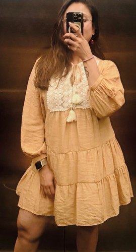 Zara Round neck dress with cord and tassels embroidery detail on the front - Picture 2 of 9