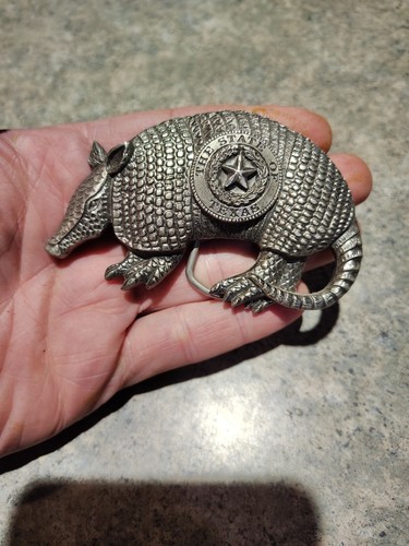 Armadillo Belt Buckle Texas Blue Bayou Brass American Buckle Co 1981