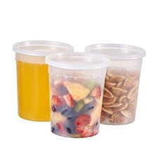 32 oz. Plastic Deli Containers With Lids, 24 Sets - Leakproof, 32 oz.- 24