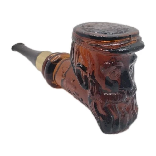 VTG Avon Civil War Union Soldier Amber Glass Pipe Decanter Full Deep Woods Decor