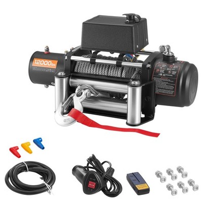 12000lb Electric Winch 12V DC with 7/20in x 85ft Steel Rope & Remote