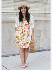 J.CREW Women Dress Size 14 Mini Fit & Flare Floral Flowers Colorful Summer Beach