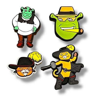 4 Pc Set Disney Shrek Shoe Charms For Croc Style Shoes