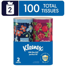 Kleenex Perfect Fit Facial Tissues 2-Ply 2 Canisters 50 Sheets Each White