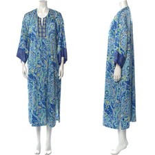 Oscar de la Renta Satin Caftan Robe Housedress Small S