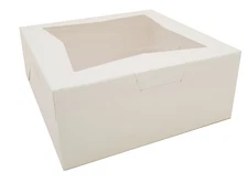 23073 Paperboard White Lock Corner Window Bakery Box, 12" Length x 12" Width ...