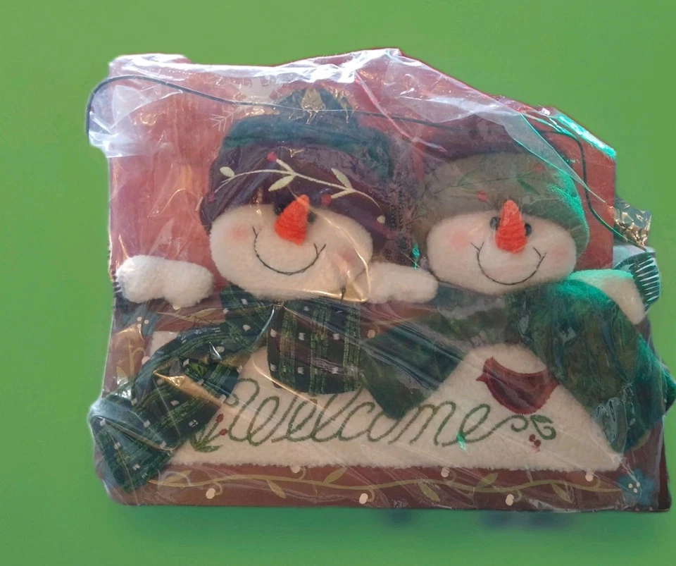 De colección Avon Peluche Cosido Navidad Muñeco de Nieve Dúo Letrero de Bienvenida Decoración Vacacional Nuevo Foto 2 de 4