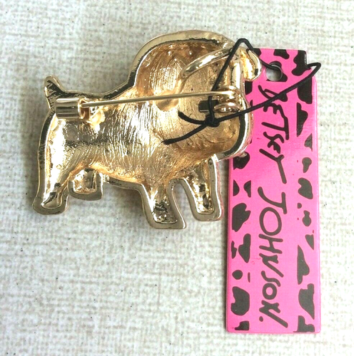 Betsey Johnson Designer Gold Crystal Dog Pendant & Brooch Pin Brand New Beauty! - 第 2/2 張圖片