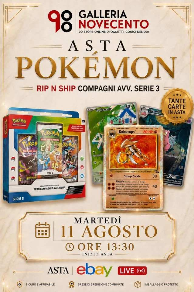 Asta Pokémon & Rip n' ship Compagni Avventura Serie 3!