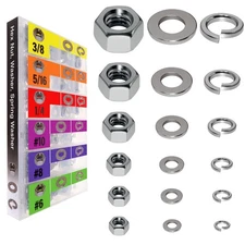 EEEEE SAE Spring Lock Washer Flat Washer Hex Nut Assortment kit 431pcs Stainl...