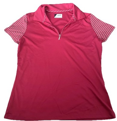 IZOD Golf Women s Shirt Sz Medium 1/4 Zip Collared Polo Pink Activewear Top