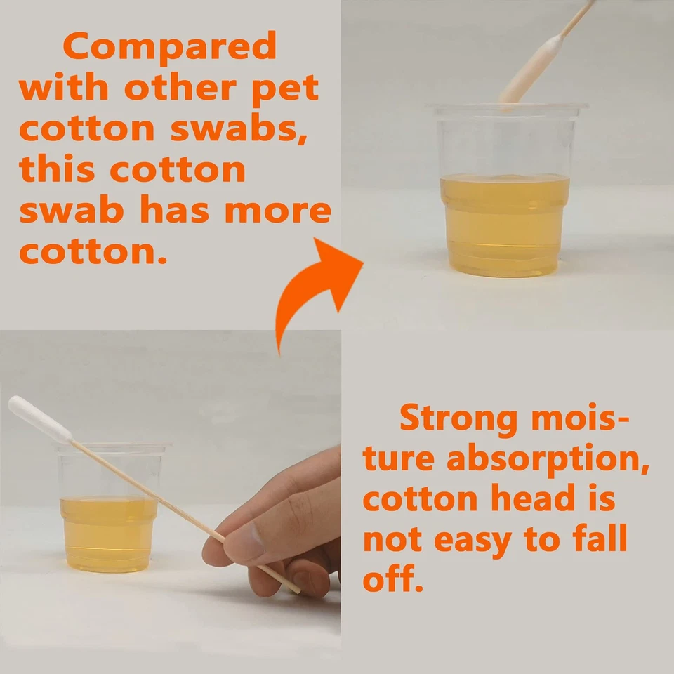 Hisopos de algodón de 6 pulgadas de largo para limpieza o maquillaje de orejas de mascotas medianas y grandes 400 un. Foto 2 de 4